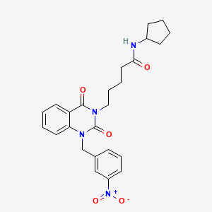 molecular formula C25H28N4O5 B2605284 N-cyclopentyl-5-(1-(3-nitrobenzyl)-2,4-dioxo-1,2-dihydroquinazolin-3(4H)-yl)pentanamide CAS No. 899787-44-1