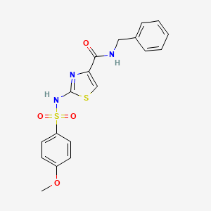molecular formula C18H17N3O4S2 B2605299 N-benzyl-2-(4-methoxyphenylsulfonamido)thiazole-4-carboxamide CAS No. 1021124-50-4