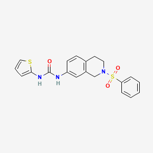 molecular formula C20H19N3O3S2 B2605310 1-(2-(Phenylsulfonyl)-1,2,3,4-tetrahydroisoquinolin-7-yl)-3-(thiophen-2-yl)urea CAS No. 1210671-41-2
