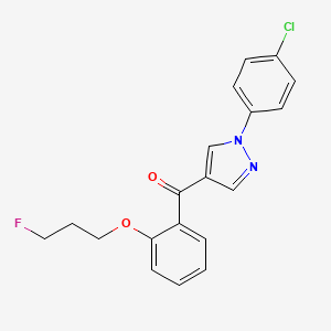 molecular formula C19H16ClFN2O2 B2605314 1-(4-氯苯基)-1H-吡唑-4-基][2-(3-氟丙氧基)苯基]甲酮 CAS No. 956794-46-0