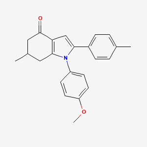 molecular formula C23H23NO2 B2605320 1-(4-Methoxyphenyl)-6-methyl-2-(4-methylphenyl)-5,6,7-trihydroindol-4-one CAS No. 1024297-66-2