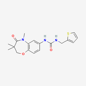 molecular formula C18H21N3O3S B2605329 1-(Thiophen-2-ylmethyl)-3-(3,3,5-trimethyl-4-oxo-2,3,4,5-tetrahydrobenzo[b][1,4]oxazepin-7-yl)urea CAS No. 1170378-79-6