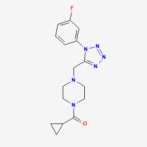 molecular formula C16H19FN6O B2605341 cyclopropyl(4-((1-(3-fluorophenyl)-1H-tetrazol-5-yl)methyl)piperazin-1-yl)methanone CAS No. 1021254-06-7