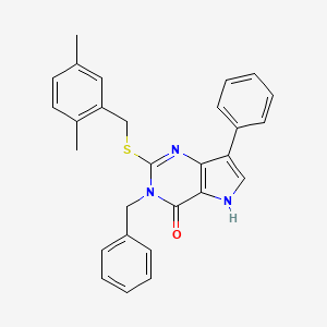 molecular formula C28H25N3OS B2605348 3-苄基-2-((2,5-二甲基苄基)硫代)-7-苯基-3H-吡咯并[3,2-d]嘧啶-4(5H)-酮 CAS No. 2034555-51-4