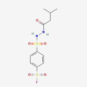 molecular formula C11H15FN2O5S2 B2605349 4-[(3-Methylbutanehydrazido)sulfonyl]benzene-1-sulfonyl fluoride CAS No. 2094538-05-1