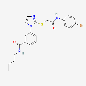 molecular formula C22H23BrN4O2S B2605369 3-(2-((2-((4-bromophenyl)amino)-2-oxoethyl)thio)-1H-imidazol-1-yl)-N-butylbenzamide CAS No. 1115371-73-7