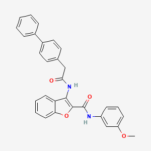 molecular formula C30H24N2O4 B2605370 3-(2-([1,1'-联苯]-4-基)乙酰氨基)-N-(3-甲氧基苯基)苯并呋喃-2-甲酰胺 CAS No. 887895-53-6