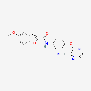 molecular formula C21H20N4O4 B2605378 N-((1r,4r)-4-((3-cyanopyrazin-2-yl)oxy)cyclohexyl)-5-methoxybenzofuran-2-carboxamide CAS No. 2034317-88-7
