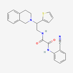 molecular formula C24H22N4O2S B2605384 N1-(2-氰基苯基)-N2-(2-(3,4-二氢异喹啉-2(1H)-基)-2-(噻吩-2-基)乙基)草酰胺 CAS No. 903261-42-7