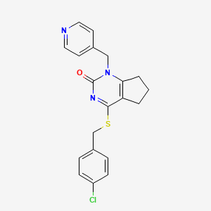 molecular formula C20H18ClN3OS B2605386 4-((4-chlorobenzyl)thio)-1-(pyridin-4-ylmethyl)-6,7-dihydro-1H-cyclopenta[d]pyrimidin-2(5H)-one CAS No. 899731-31-8