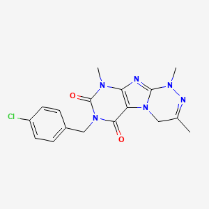 molecular formula C17H17ClN6O2 B2605388 7-(4-氯苄基)-1,3,9-三甲基-1,4-二氢-[1,2,4]三嗪并[3,4-f]嘌呤-6,8(7H,9H)-二酮 CAS No. 919008-03-0