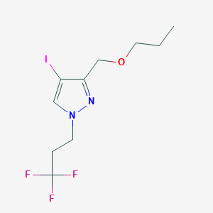 molecular formula C10H14F3IN2O B2605391 4-iodo-3-(propoxymethyl)-1-(3,3,3-trifluoropropyl)-1H-pyrazole CAS No. 1855951-21-1