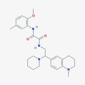 molecular formula C27H36N4O3 B2605393 N1-(2-methoxy-5-methylphenyl)-N2-(2-(1-methyl-1,2,3,4-tetrahydroquinolin-6-yl)-2-(piperidin-1-yl)ethyl)oxalamide CAS No. 921902-69-4