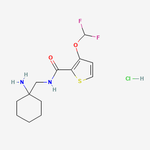 molecular formula C13H19ClF2N2O2S B2605400 N-[(1-Aminocyclohexyl)methyl]-3-(difluoromethoxy)thiophene-2-carboxamide;hydrochloride CAS No. 1579092-24-2