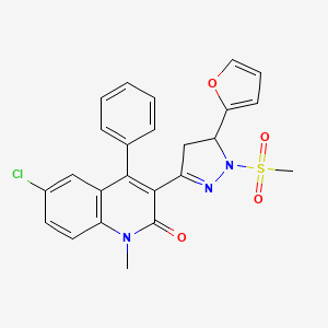 molecular formula C24H20ClN3O4S B2605428 6-chloro-3-[5-(furan-2-yl)-1-methanesulfonyl-4,5-dihydro-1H-pyrazol-3-yl]-1-methyl-4-phenyl-1,2-dihydroquinolin-2-one CAS No. 867135-96-4