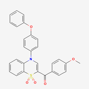 molecular formula C28H21NO5S B2605444 1,1-二氧化-4-(4-苯氧基苯基)-4H-1,4-苯并噻嗪-2-基](4-甲氧基苯基)甲酮 CAS No. 1114886-39-3