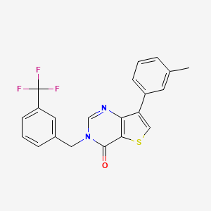 B2605448 7-(3-methylphenyl)-3-[3-(trifluoromethyl)benzyl]thieno[3,2-d]pyrimidin-4(3H)-one CAS No. 1207020-99-2