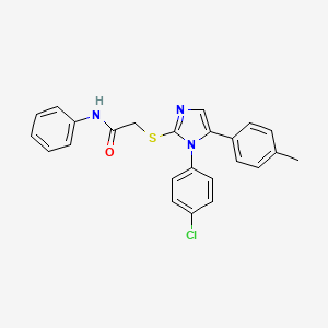molecular formula C24H20ClN3OS B2605450 2-((1-(4-氯苯基)-5-(对甲苯基)-1H-咪唑-2-基)硫代)-N-苯基乙酰胺 CAS No. 1226430-75-6