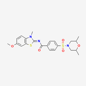 molecular formula C22H25N3O5S2 B2605455 (E)-4-((2,6-dimethylmorpholino)sulfonyl)-N-(6-methoxy-3-methylbenzo[d]thiazol-2(3H)-ylidene)benzamide CAS No. 850782-07-9