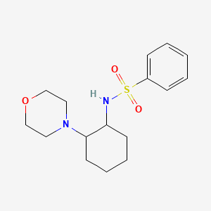 molecular formula C16H24N2O3S B2605472 苯磺酰胺，N-(2-吗啉-4-基环己基)- CAS No. 371129-63-4