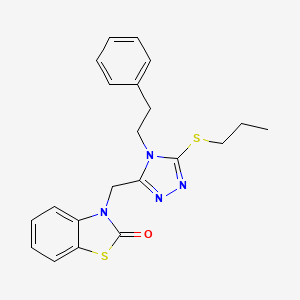 3-((4-phenethyl-5-(propylthio)-4H-1,2,4-triazol-3-yl)methyl)benzo[d]thiazol-2(3H)-one