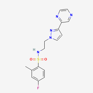 molecular formula C16H16FN5O2S B2605484 4-fluoro-2-methyl-N-(2-(3-(pyrazin-2-yl)-1H-pyrazol-1-yl)ethyl)benzenesulfonamide CAS No. 2034505-67-2