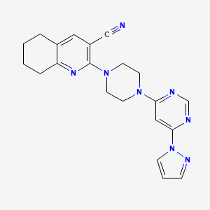 molecular formula C21H22N8 B2605487 2-[4-(6-Pyrazol-1-ylpyrimidin-4-yl)piperazin-1-yl]-5,6,7,8-tetrahydroquinoline-3-carbonitrile CAS No. 2415569-93-4