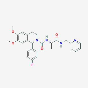 molecular formula C27H29FN4O4 B260549 1-(4-fluorophenyl)-6,7-dimethoxy-N-{(2S)-1-oxo-1-[(pyridin-2-ylmethyl)amino]propan-2-yl}-3,4-dihydroisoquinoline-2(1H)-carboxamide 