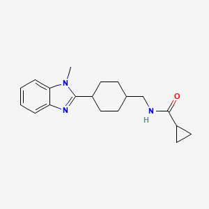 molecular formula C19H25N3O B2605504 N-((4-(1-methyl-1H-benzo[d]imidazol-2-yl)cyclohexyl)methyl)cyclopropanecarboxamide CAS No. 1235305-27-7