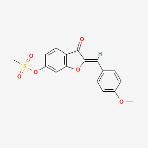molecular formula C18H16O6S B2605506 (2Z)-2-(4-methoxybenzylidene)-7-methyl-3-oxo-2,3-dihydro-1-benzofuran-6-yl methanesulfonate CAS No. 899393-12-5