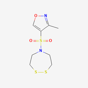 molecular formula C8H12N2O3S3 B2605508 4-(1,2,5-Dithiazepan-5-ylsulfonyl)-3-methyl-1,2-oxazole CAS No. 2224244-87-3
