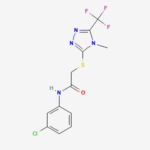 molecular formula C12H10ClF3N4OS B2605538 N-(3-chlorophenyl)-2-{[4-methyl-5-(trifluoromethyl)-4H-1,2,4-triazol-3-yl]sulfanyl}acetamide CAS No. 263756-83-8