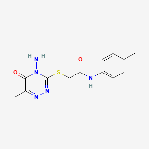 molecular formula C13H15N5O2S B2605539 2-[(4-氨基-6-甲基-5-氧代-1,2,4-三嗪-3-基)硫代基]-N-(4-甲基苯基)乙酰胺 CAS No. 869067-59-4