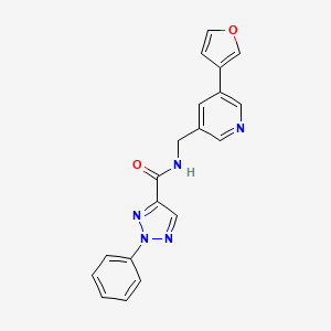 molecular formula C19H15N5O2 B2605540 N-((5-(呋喃-3-基)吡啶-3-基)甲基)-2-苯基-2H-1,2,3-三唑-4-甲酰胺 CAS No. 2034313-93-2