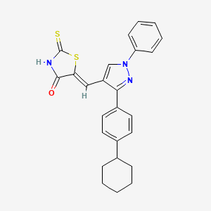 molecular formula C25H23N3OS2 B2605543 (5Z)-5-[[3-(4-cyclohexylphenyl)-1-phenylpyrazol-4-yl]methylidene]-2-sulfanylidene-1,3-thiazolidin-4-one CAS No. 956206-76-1