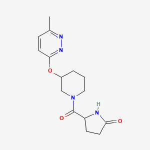 molecular formula C15H20N4O3 B2605546 5-(3-((6-Methylpyridazin-3-yl)oxy)piperidine-1-carbonyl)pyrrolidin-2-one CAS No. 2034201-84-6