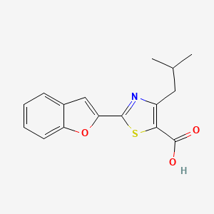 molecular formula C16H15NO3S B2605565 2-(1-Benzofuran-2-yl)-4-(2-methylpropyl)-1,3-thiazole-5-carboxylic acid CAS No. 1778623-14-5
