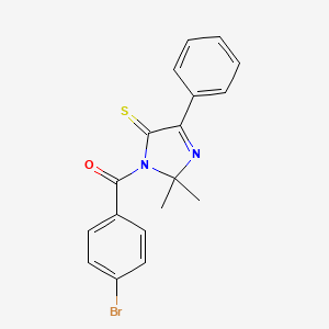 molecular formula C18H15BrN2OS B2605567 3-(4-bromobenzoyl)-2,2-dimethyl-5-phenyl-2,3-dihydro-4H-imidazole-4-thione CAS No. 899917-38-5