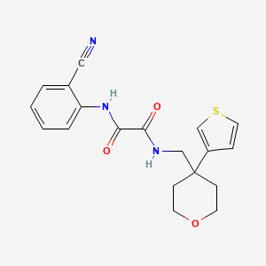 molecular formula C19H19N3O3S B2605589 N1-(2-cyanophenyl)-N2-((4-(thiophen-3-yl)tetrahydro-2H-pyran-4-yl)methyl)oxalamide CAS No. 2320685-19-4