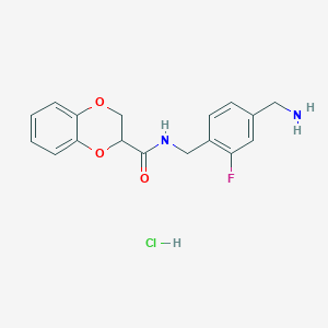 N-[[4-(Aminomethyl)-2-fluorophenyl]methyl]-2,3-dihydro-1,4-benzodioxine-3-carboxamide;hydrochloride