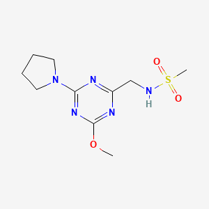 molecular formula C10H17N5O3S B2605597 N-((4-methoxy-6-(pyrrolidin-1-yl)-1,3,5-triazin-2-yl)methyl)methanesulfonamide CAS No. 2034351-34-1