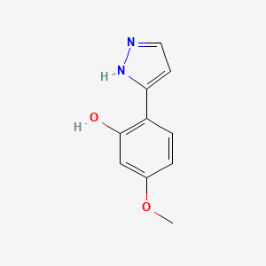 molecular formula C10H10N2O2 B2605605 5-Methoxy-2-(1H-pyrazol-5-yl)phenol CAS No. 312310-33-1