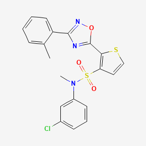 molecular formula C20H16ClN3O3S2 B2605612 N-(3-chlorophenyl)-N-methyl-2-[3-(2-methylphenyl)-1,2,4-oxadiazol-5-yl]thiophene-3-sulfonamide CAS No. 1251562-73-8