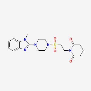molecular formula C19H25N5O4S B2605614 1-(2-((4-(1-methyl-1H-benzo[d]imidazol-2-yl)piperazin-1-yl)sulfonyl)ethyl)piperidine-2,6-dione CAS No. 1219912-02-3