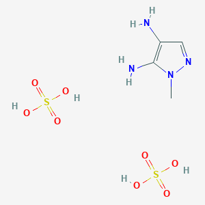 molecular formula C4H12N4O8S2 B2605615 1-methyl-1H-pyrazole-4,5-diamine, bis(sulfuric acid) CAS No. 2126160-71-0