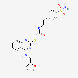 2-[4-(oxolan-2-ylmethylamino)quinazolin-2-yl]sulfanyl-N-[2-(4-sulfamoylphenyl)ethyl]acetamide