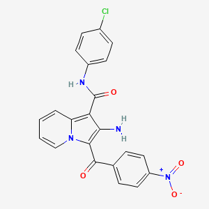 molecular formula C22H15ClN4O4 B2605631 2-amino-N-(4-chlorophenyl)-3-(4-nitrobenzoyl)indolizine-1-carboxamide CAS No. 903281-63-0