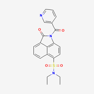 molecular formula C21H19N3O4S B2605640 N,N-diethyl-1-nicotinoyl-2-oxo-1,2-dihydrobenzo[cd]indole-6-sulfonamide CAS No. 881476-43-3
