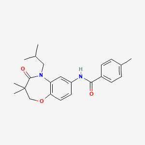 molecular formula C23H28N2O3 B2605644 N-(5-isobutyl-3,3-dimethyl-4-oxo-2,3,4,5-tetrahydrobenzo[b][1,4]oxazepin-7-yl)-4-methylbenzamide CAS No. 921865-44-3