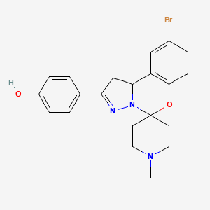 molecular formula C21H22BrN3O2 B2605649 4-(9-Bromo-1'-methyl-1,10b-dihydrospiro[benzo[e]pyrazolo[1,5-c][1,3]oxazine-5,4'-piperidin]-2-yl)phenol CAS No. 899983-73-4